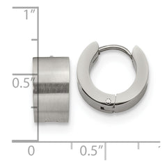 SRE1227 Chisel Stainless Steel Brushed and Polished 7mm Hinged Hoop Earrings