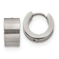 SRE1227 Chisel Stainless Steel Brushed and Polished 7mm Hinged Hoop Earrings