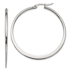 SRE122 Chisel Stainless Steel Polished 43mm Diameter Hoop Earrings