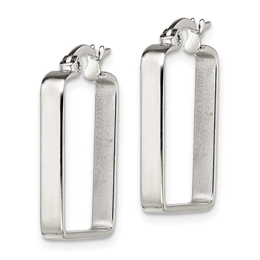 SRE123 Chisel Stainless Steel Polished 20mm Square Hoop Earrings