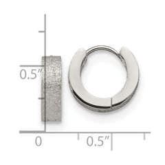 SRE1230 Chisel Stainless Steel Polished and Sandblasted 4mm Hinged Hoop Earrings