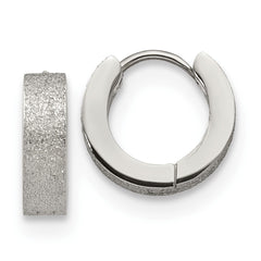 SRE1230 Chisel Stainless Steel Polished and Sandblasted 4mm Hinged Hoop Earrings