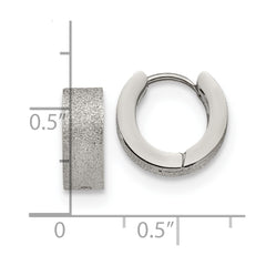 SRE1231 Chisel Stainless Steel Polished and Sandblasted 5mm Hinged Hoop Earrings