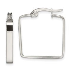 SRE123 Chisel Stainless Steel Polished 20mm Square Hoop Earrings