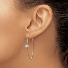 SRE1263 Chisel Stainless Steel Polished CZ Threader Earrings