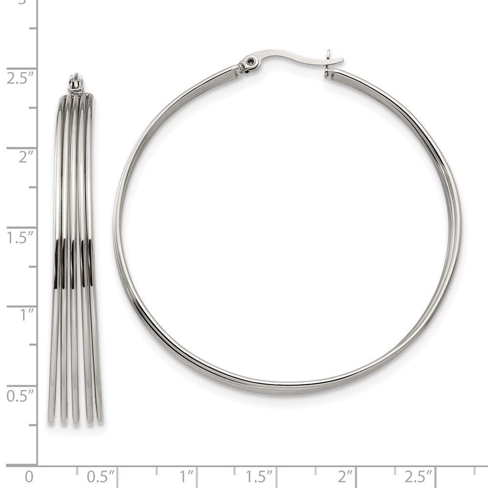 SRE1273 Chisel Stainless Steel Polished Wire Hoop Earrings