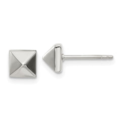 SRE1274 Chisel Stainless Steel Polished 6mm Stud Post Earrings