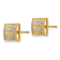 SRE1296 Chisel Stainless Steel Polished Yellow IP-plated with 3/8 Carat Diamond Square Post Earrings