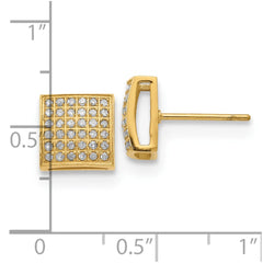 SRE1296 Chisel Stainless Steel Polished Yellow IP-plated with 3/8 Carat Diamond Square Post Earrings
