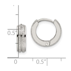 SRE1311 Chisel Stainless Steel Polished Laser cut 4mm Hinged Hoop Earrings