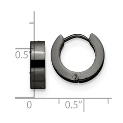 SRE1315 Chisel Stainless Steel Polished Black IP-plated 4mm Hinged Hoop Earrings