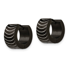 SRE1316 Chisel Stainless Steel Polished Black IP-plated 7mm Hinged Hoop Earrings