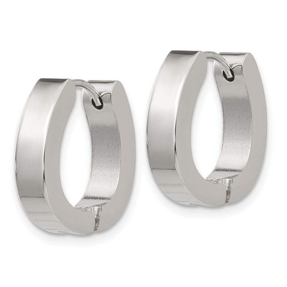 SRE1322 Chisel Stainless Steel Polished 4mm Hinged Hoop Earrings