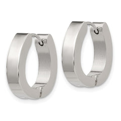 SRE1322 Chisel Stainless Steel Polished 4mm Hinged Hoop Earrings