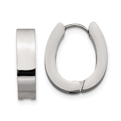 SRE1322 Chisel Stainless Steel Polished 4mm Hinged Hoop Earrings