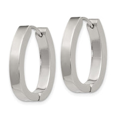 SRE1323 Chisel Stainless Steel Polished 4mm Hinged Hoop Earrings