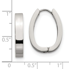 SRE1323 Chisel Stainless Steel Polished 4mm Hinged Hoop Earrings