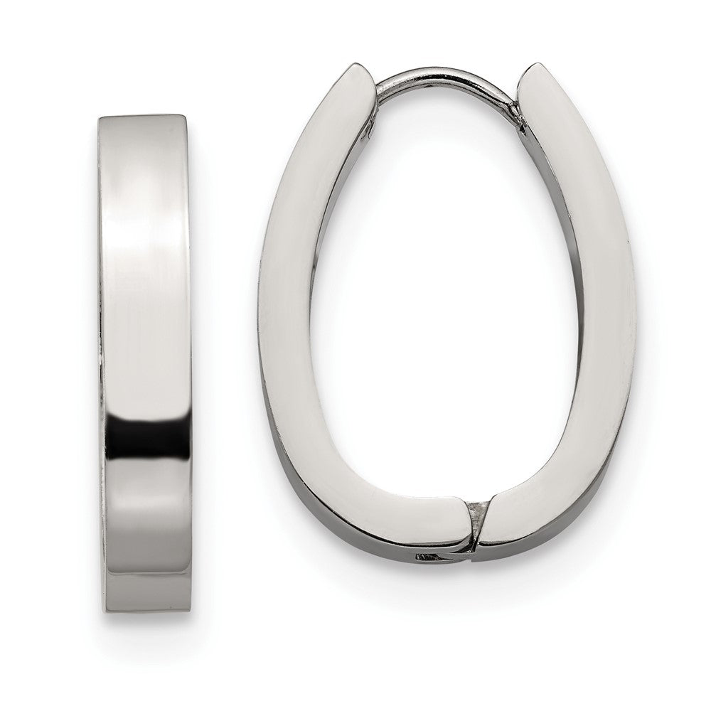 SRE1323 Chisel Stainless Steel Polished 4mm Hinged Hoop Earrings