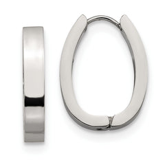 SRE1323 Chisel Stainless Steel Polished 4mm Hinged Hoop Earrings