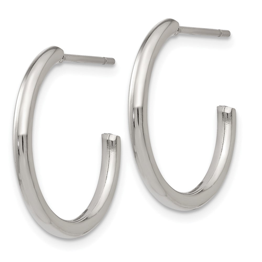 SRE133 Chisel Stainless Steel Polished 19mm Diameter 2mm J Hoop Post Earrings