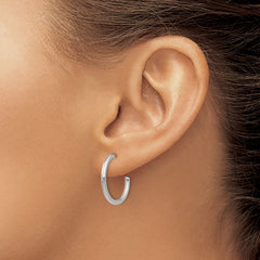 SRE133 Chisel Stainless Steel Polished 19mm Diameter 2mm J Hoop Post Earrings