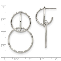 SRE1340 Chisel Stainless Steel Polished Interlocking Circles Post Dangle Earrings