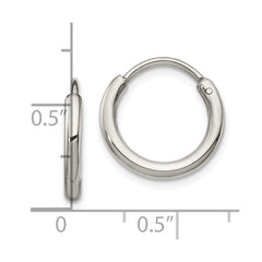 SRE1374 Chisel Stainless Steel Polished 2mm Endless Hoop Earrings