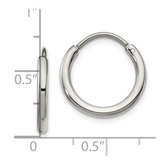 SRE1375 Chisel Stainless Steel Polished 2mm Endless Hoop Earrings