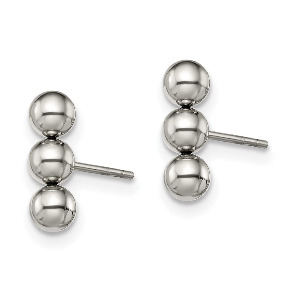 SRE1400 Chisel Stainless Steel Polished 3 Ball Post Earrings
