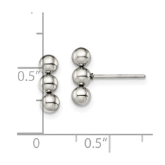 SRE1400 Chisel Stainless Steel Polished 3 Ball Post Earrings