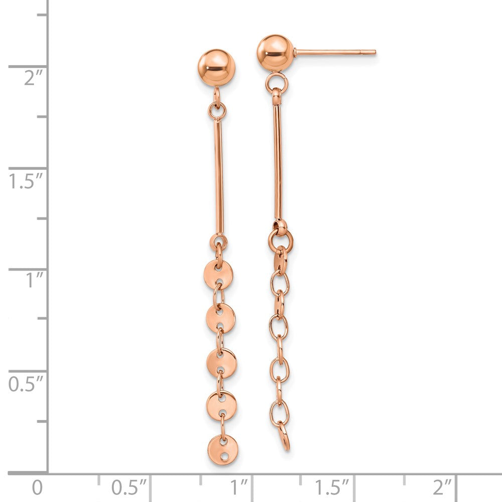 SRE1406 Chisel Stainless Steel Polished Rose IP-plated Post Dangle Earrings