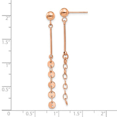 SRE1406 Chisel Stainless Steel Polished Rose IP-plated Post Dangle Earrings