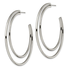 SRE1416 Chisel Stainless Steel Polished Post Hoop Earrings