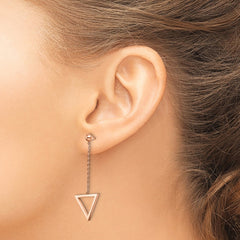 SRE1422 Chisel Stainless Steel Polished Rose IP-plated Triangle Post Dangle Earrings
