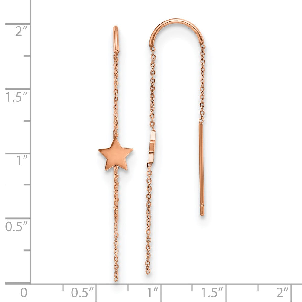 SRE1429 Chisel Stainless Steel Polished Rose IP-plated Star Threader Earrings