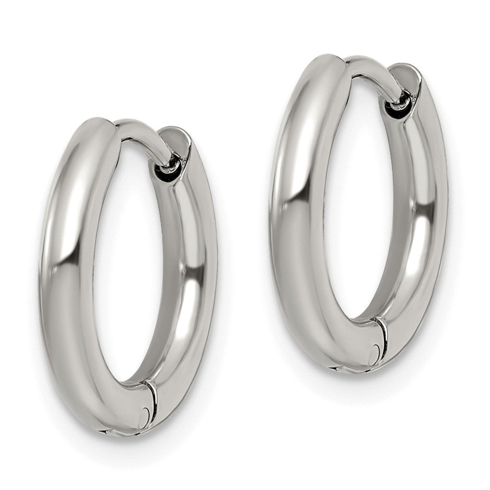 SRE1442 Chisel Stainless Steel Polished 2.5mm Hinged Hoop Earrings