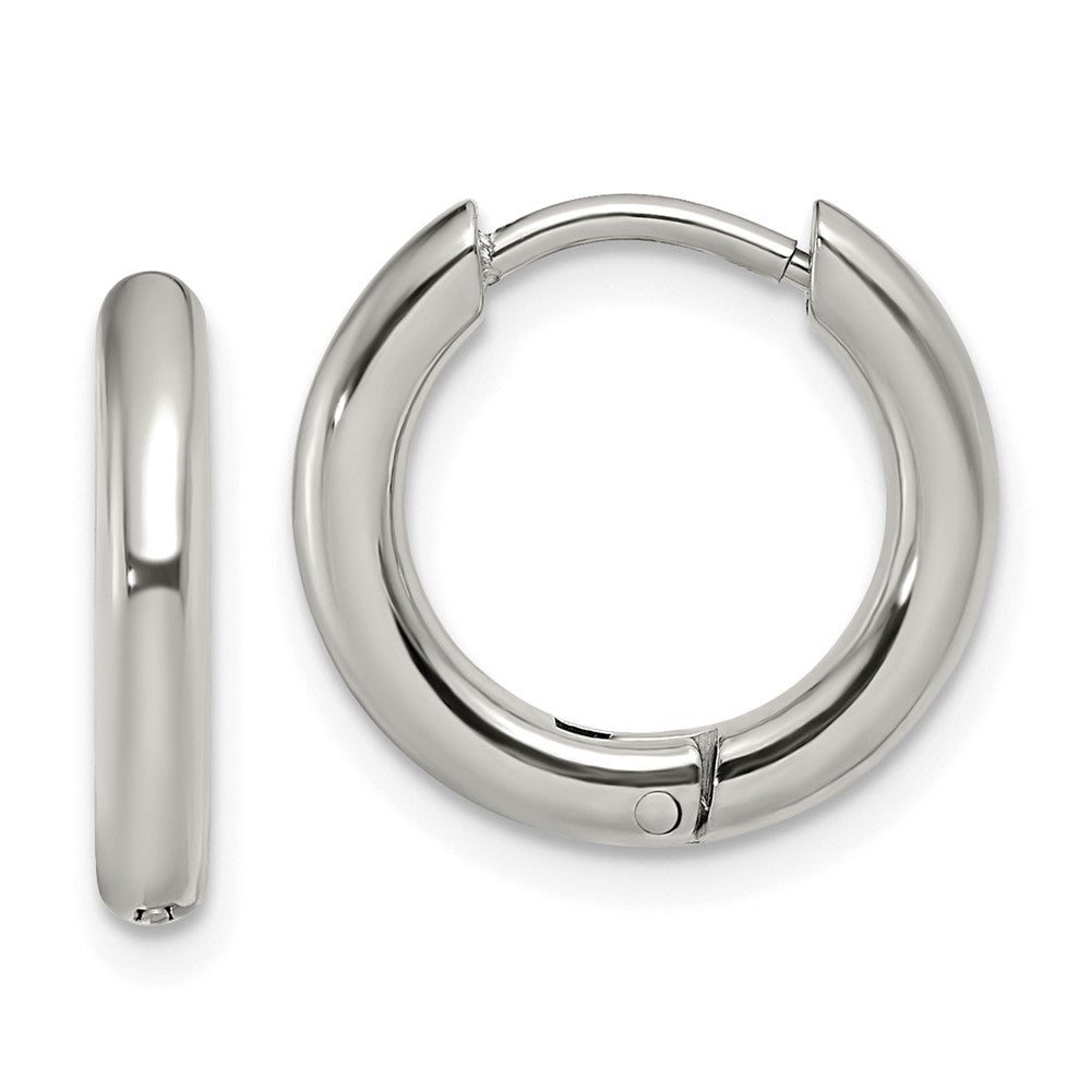 SRE1442 Chisel Stainless Steel Polished 2.5mm Hinged Hoop Earrings
