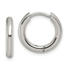 SRE1442 Chisel Stainless Steel Polished 2.5mm Hinged Hoop Earrings