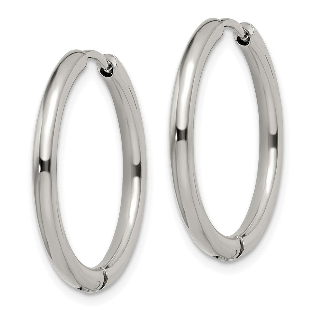 SRE1443 Chisel Stainless Steel Polished 2.5mm Hinged Hoop Earrings