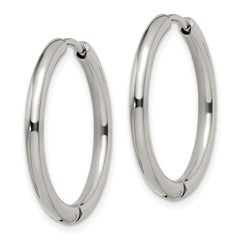 SRE1443 Chisel Stainless Steel Polished 2.5mm Hinged Hoop Earrings