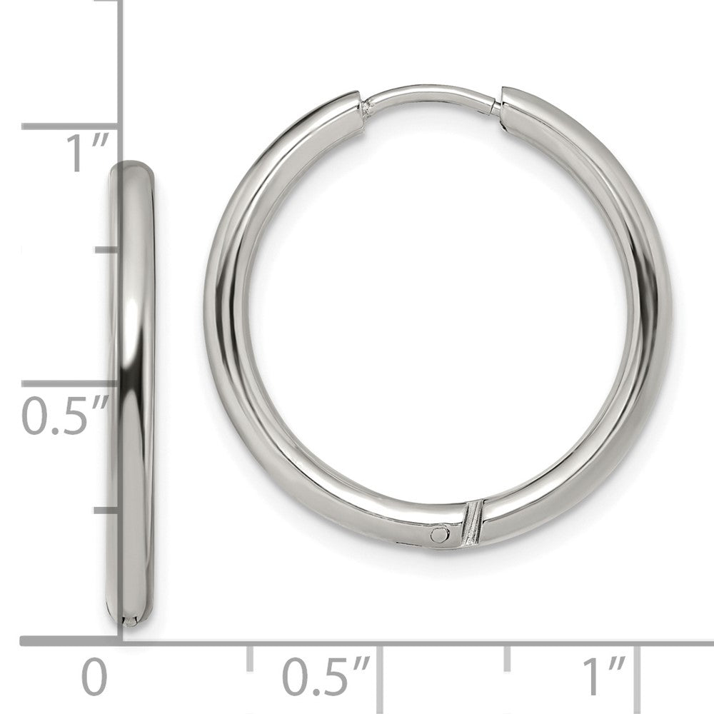 SRE1443 Chisel Stainless Steel Polished 2.5mm Hinged Hoop Earrings