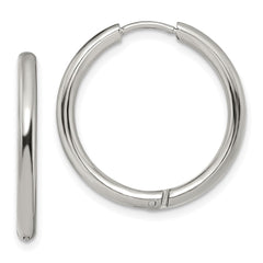 SRE1443 Chisel Stainless Steel Polished 2.5mm Hinged Hoop Earrings