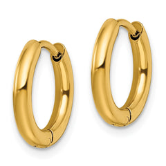 SRE1445 Chisel Stainless Steel Polished Yellow IP-plated 2.5mm Hinged Hoop Earrings
