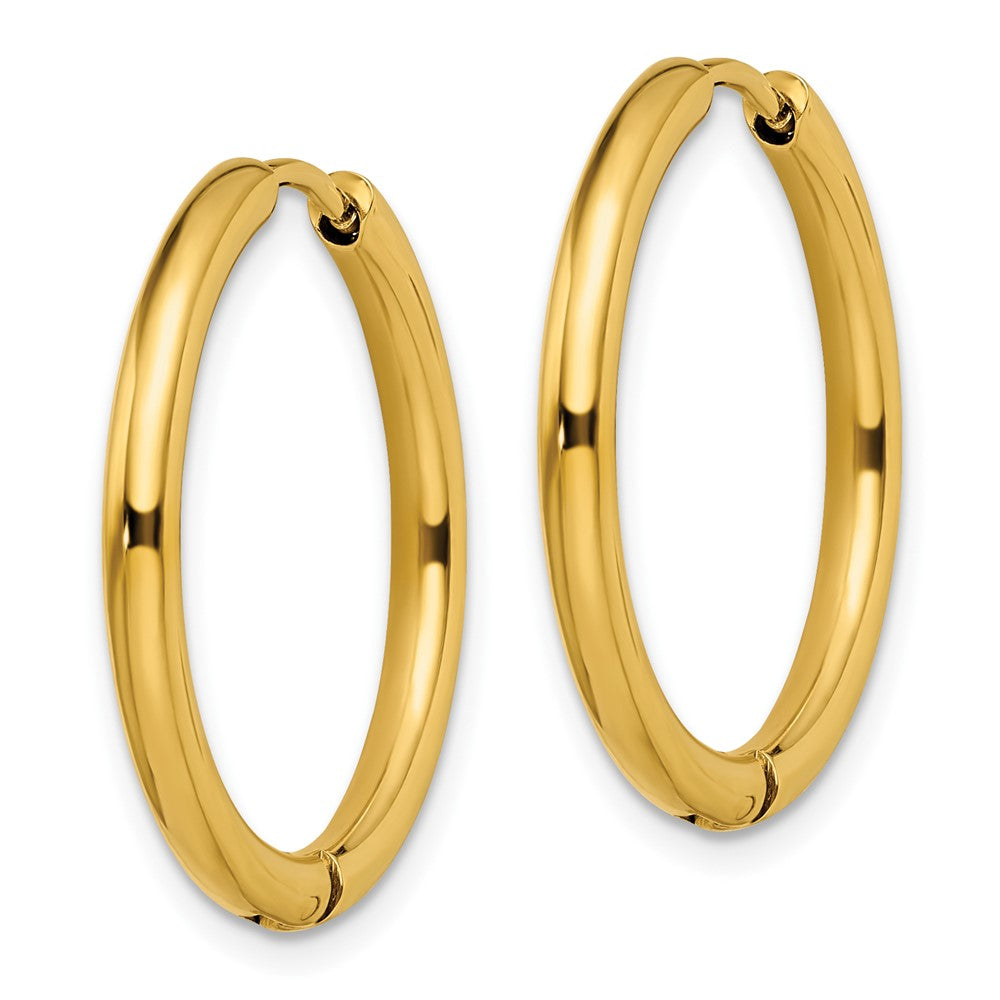 SRE1446 Chisel Stainless Steel Polished Yellow IP-plated 2.5mm Hinged Hoop Earrings
