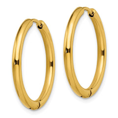 SRE1446 Chisel Stainless Steel Polished Yellow IP-plated 2.5mm Hinged Hoop Earrings
