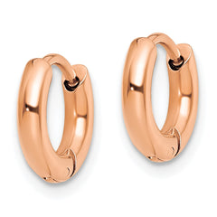 SRE1447 Chisel Stainless Steel Polished Rose IP-plated 2.5mm Hinged Hoop Earrings