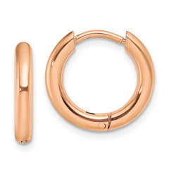 SRE1448 Chisel Stainless Steel Polished Rose IP-plated 2.5mm Hinged Hoop Earrings