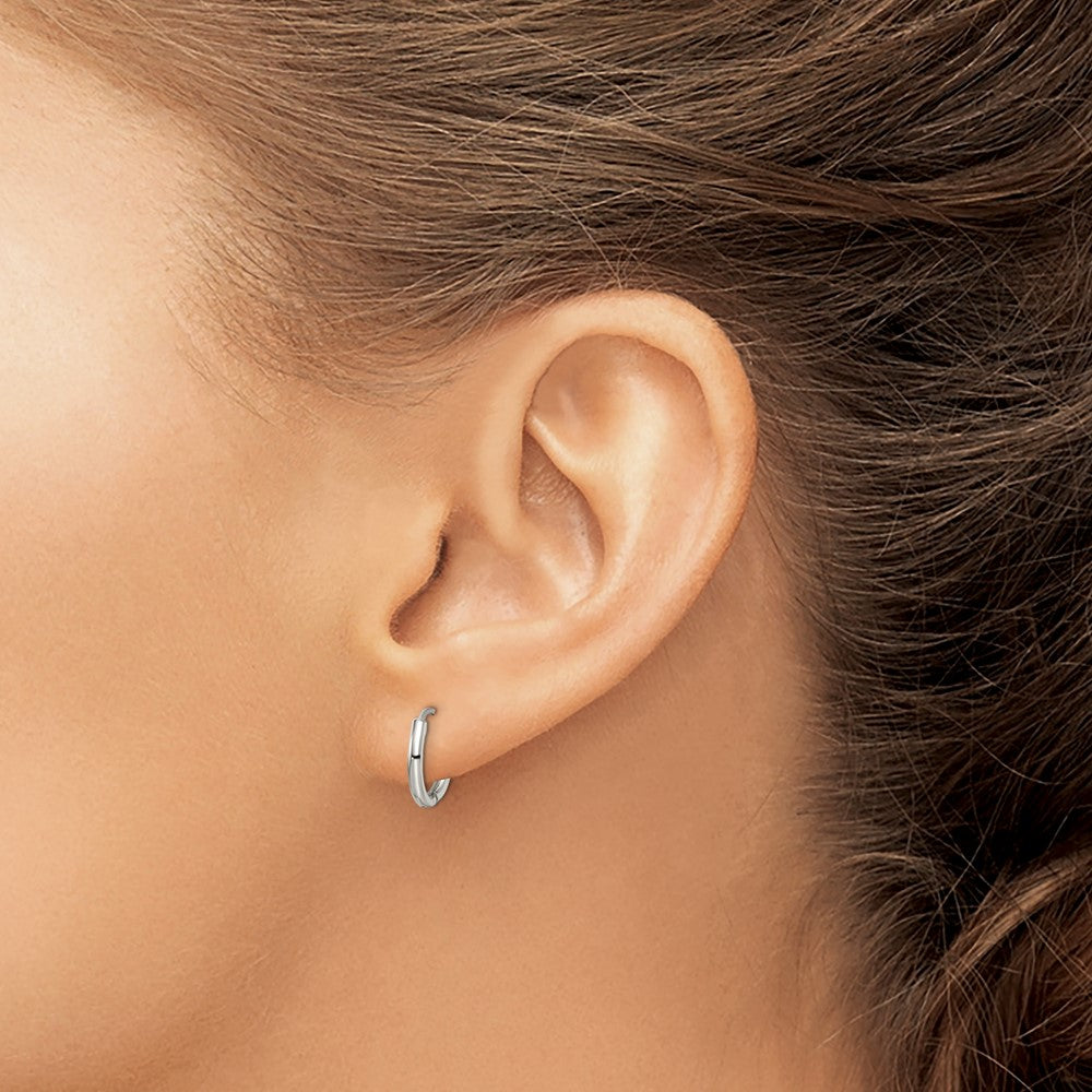 SRE1450 Chisel Stainless Steel Polished 1.6mm Hinged Hoop Earrings