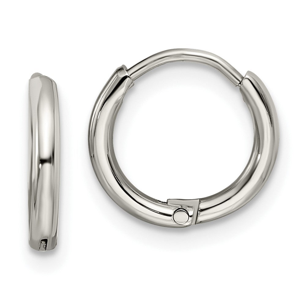 SRE1450 Chisel Stainless Steel Polished 1.6mm Hinged Hoop Earrings