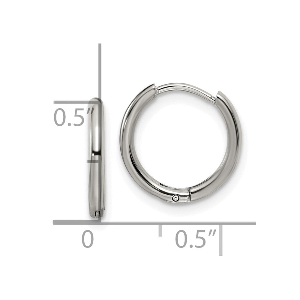 SRE1451 Chisel Stainless Steel Polished 1.6mm Hinged Hoop Earrings